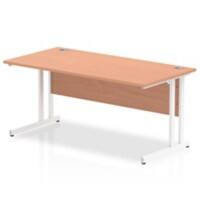 Dynamic Rectangular Office Desk Beech MFC Cantilever Leg White Frame Impulse 1600 x 800 x 730mm