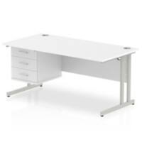 dynamic Impulse Straight Desk Rectangular White Cantilever 3 Drawers 1 Pedestal 1,600 (W) x 800 (D) x 730 (H) mm MFC (Melamine Faced Chipboard)