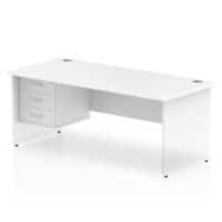 dynamic Impulse Straight Desk Rectangular White Base panel 3 Drawers 1 Pedestal 1,800 (W) x 800 (D) x 730 (H) mm MFC (Melamine Faced Chipboard)
