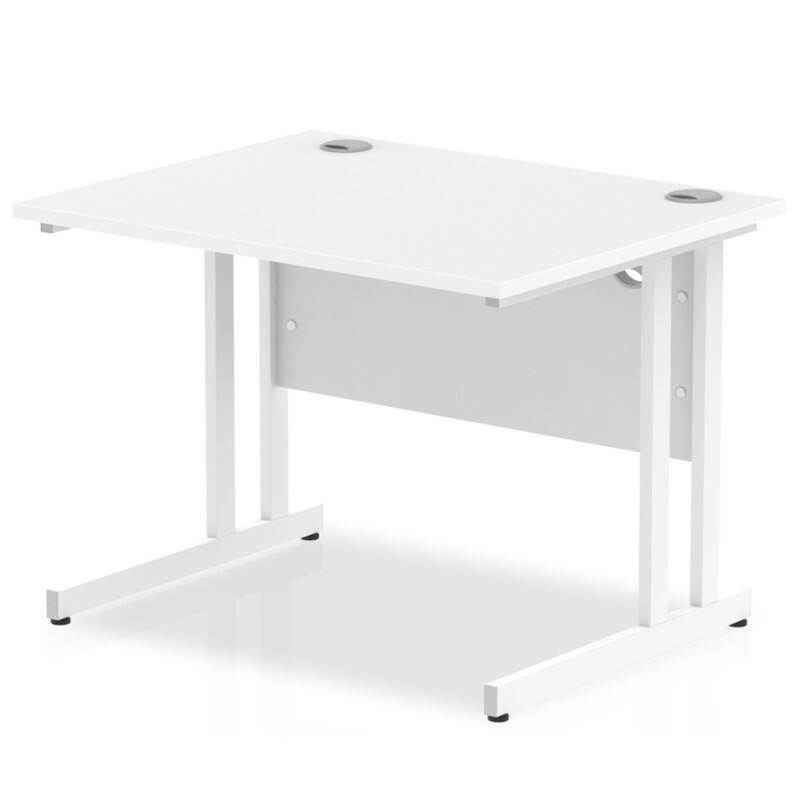 dynamic Impulse Straight Desk Rectangular White Cantilever 1,000 (W) x 800 (D) x 730 (H) mm MFC (Melamine Faced Chipboard)