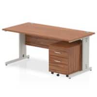 dynamic Impulse Straight Desk Rectangular Walnut Cantilever 2 Drawers 1 Pedestal 1,600 (W) x 800 (D) x 730 (H) mm MFC (Melamine Faced Chipboard)