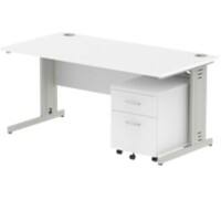 dynamic Impulse Straight Desk Rectangular White Cantilever 2 Drawers 1 Pedestal 1,600 (W) x 800 (D) x 730 (H) mm MFC (Melamine Faced Chipboard)