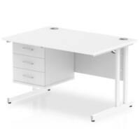 dynamic Impulse Straight Desk Rectangular White Cantilever 3 Drawers 1 Pedestal 1,200 (W) x 800 (D) x 730 (H) mm MFC (Melamine Faced Chipboard)
