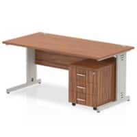 dynamic Impulse Straight Desk Rectangular Walnut Cantilever 3 Drawers 1 Pedestal 1,800 (W) x 800 (D) x 730 (H) mm MFC (Melamine Faced Chipboard)