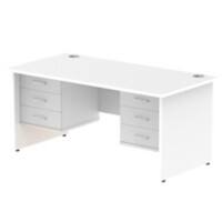 Dynamic Rectangular Office Desk White MFC Panel End Leg White Frame Impulse 2 x 3 Drawer Fixed Ped 1600 x 800 x 730mm