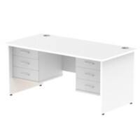 dynamic Impulse Straight Desk Rectangular White Base panel 6 Drawers 2 Pedestals 1,600 (W) x 800 (D) x 730 (H) mm MFC (Melamine Faced Chipboard)