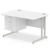 dynamic Impulse Straight Desk Rectangular White Cantilever 3 Drawers 1 Pedestal 1,200 (W) x 800 (D) x 730 (H) mm MFC (Melamine Faced Chipboard)