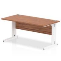 Dynamic Rectangular Office Desk Walnut MFC Cable Managed Cantilever Leg White Frame Impulse 1600 x 800 x 730mm