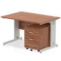 dynamic Impulse Straight Desk Rectangular Walnut Cantilever 2 Drawers 1 Pedestal 1,200 (W) x 800 (D) x 730 (H) mm MFC (Melamine Faced Chipboard)