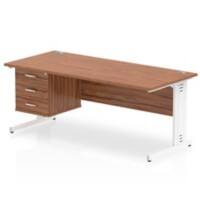 dynamic Impulse Straight Desk Rectangular Walnut Cantilever 3 Drawers 1 Pedestal 1,800 (W) x 800 (D) x 730 (H) mm MFC (Melamine Faced Chipboard)