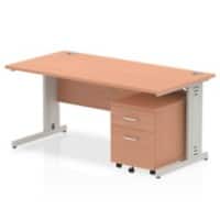 dynamic Impulse Straight Desk Rectangular Beech Cantilever 2 Drawers 1 Pedestal 1,600 (W) x 800 (D) x 730 (H) mm MFC (Melamine Faced Chipboard)