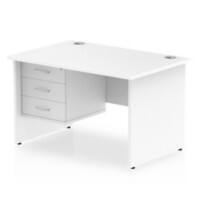 dynamic Impulse Straight Desk Rectangular White Base panel 3 Drawers 1 Pedestal 1,200 (W) x 800 (D) x 730 (H) mm MFC (Melamine Faced Chipboard)