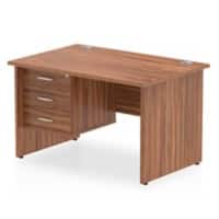 dynamic Impulse Straight Desk Rectangular Walnut Base panel 3 Drawers 1 Pedestal 1,200 (W) x 800 (D) x 730 (H) mm MFC (Melamine Faced Chipboard)