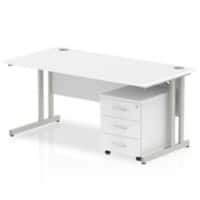 Dynamic Rectangular Straight Desk White MFC Cantilever Leg Silver Frame Impulse 1 x 3 Drawer Mobile Pedestal 1600 x 800 x 730mm