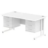 dynamic Impulse Straight Desk Rectangular White Cantilever 6 Drawers 2 Pedestals 1,600 (W) x 800 (D) x 730 (H) mm MFC (Melamine Faced Chipboard)