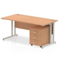 dynamic Impulse Straight Desk Rectangular Oak Cantilever 3 Drawers 1 Pedestal 1,200 (W) x 800 (D) x 730 (H) mm MFC (Melamine Faced Chipboard)