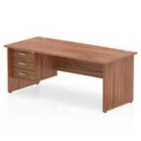dynamic Impulse Straight Desk Rectangular Walnut Base panel 3 Drawers 1 Pedestal 1,800 (W) x 800 (D) x 730 (H) mm MFC (Melamine Faced Chipboard)