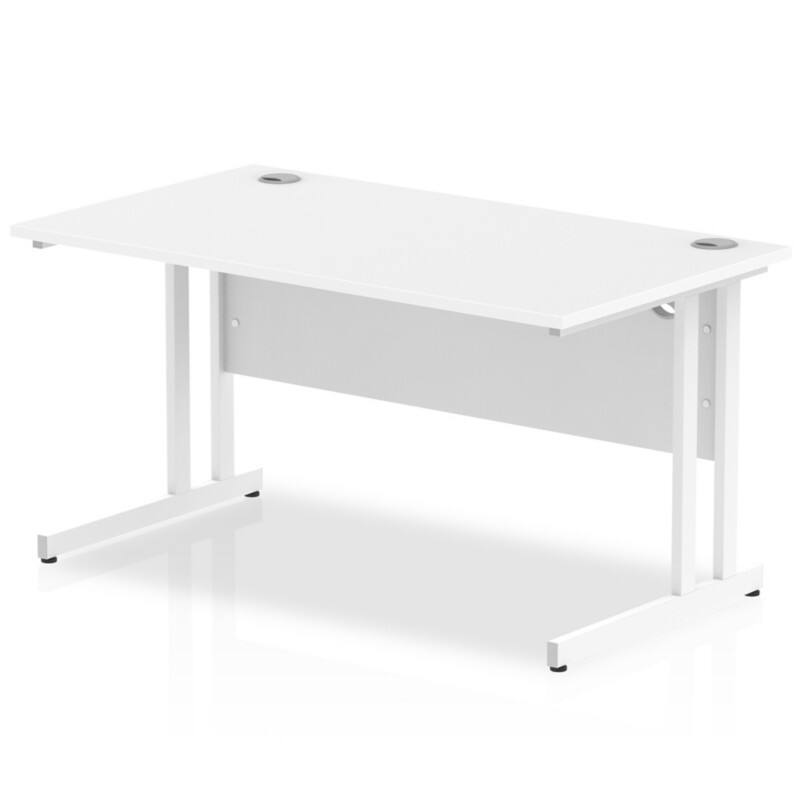 dynamic Impulse Straight Desk Rectangular White Cantilever 1,400 (W) x 800 (D) x 730 (H) mm MFC (Melamine Faced Chipboard)