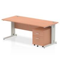 dynamic Impulse Straight Desk Rectangular Beech Cantilever 2 Drawers 1 Pedestal 1,800 (W) x 800 (D) x 730 (H) mm MFC (Melamine Faced Chipboard)