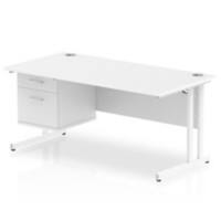 dynamic Impulse Straight Desk Rectangular White Cantilever 2 Drawers 1 Pedestal 1,600 (W) x 800 (D) x 730 (H) mm MFC (Melamine Faced Chipboard)