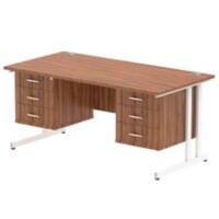dynamic Impulse Straight Desk Rectangular Walnut Cantilever 6 Drawers 2 Pedestals 1,600 (W) x 800 (D) x 730 (H) mm MFC (Melamine Faced Chipboard)