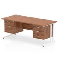 dynamic Impulse Straight Desk Rectangular Walnut Cantilever 5 Drawers 2 Pedestals 1,600 (W) x 800 (D) x 730 (H) mm MFC (Melamine Faced Chipboard)