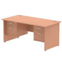 dynamic Impulse Straight Desk Rectangular Beech Base panel 4 Drawers 2 Pedestals 1,600 (W) x 800 (D) x 730 (H) mm MFC (Melamine Faced Chipboard)