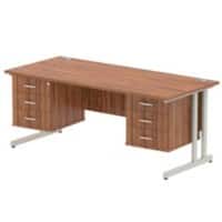 dynamic Impulse Straight Desk Rectangular Walnut Cantilever 6 Drawers 2 Pedestals 1,800 (W) x 800 (D) x 730 (H) mm MFC (Melamine Faced Chipboard)