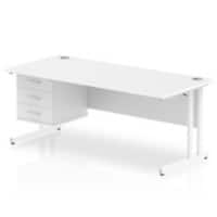 dynamic Impulse Straight Desk Rectangular White Cantilever 3 Drawers 1 Pedestal 1,800 (W) x 800 (D) x 730 (H) mm MFC (Melamine Faced Chipboard)