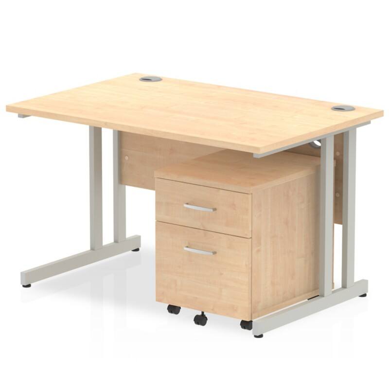 dynamic Impulse Straight Desk Rectangular Maple Cantilever 2 Drawers 1 Pedestal 1,200 (W) x 800 (D) x 730 (H) mm MFC (Melamine Faced Chipboard)