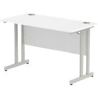 Dynamic Rectangular Office Desk White MFC Cantilever Leg Silver Frame Impulse 1200 x 600 x 730mm