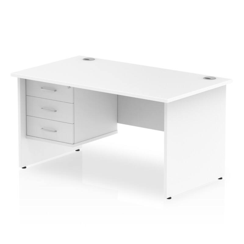 dynamic Impulse Straight Desk Rectangular White Base panel 3 Drawers 1 Pedestal 1,400 (W) x 800 (D) x 730 (H) mm MFC (Melamine Faced Chipboard)