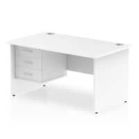 dynamic Impulse Straight Desk Rectangular White Base panel 3 Drawers 1 Pedestal 1,400 (W) x 800 (D) x 730 (H) mm MFC (Melamine Faced Chipboard)