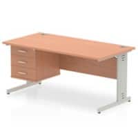 dynamic Impulse Straight Desk Rectangular Beech Cantilever 3 Drawers 1 Pedestal 1,600 (W) x 800 (D) x 730 (H) mm MFC (Melamine Faced Chipboard)