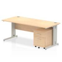 dynamic Impulse Straight Desk Rectangular Maple Cantilever 2 Drawers 1 Pedestal 1,800 (W) x 800 (D) x 730 (H) mm MFC (Melamine Faced Chipboard)