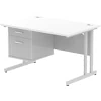 dynamic Impulse Straight Desk Rectangular White Cantilever 2 Drawers 1 Pedestal 1,200 (W) x 800 (D) x 730 (H) mm MFC (Melamine Faced Chipboard)