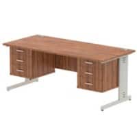 dynamic Impulse Straight Desk Rectangular Walnut Cantilever 6 Drawers 2 Pedestals 1,800 (W) x 800 (D) x 730 (H) mm MFC (Melamine Faced Chipboard)