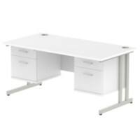 dynamic Impulse Straight Desk Rectangular White Cantilever 4 Drawers 2 Pedestals 1,600 (W) x 800 (D) x 730 (H) mm MFC (Melamine Faced Chipboard)