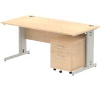 dynamic Impulse Straight Desk Rectangular Maple Cantilever 2 Drawers 1 Pedestal 1,600 (W) x 800 (D) x 730 (H) mm MFC (Melamine Faced Chipboard)