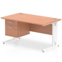 dynamic Impulse Straight Desk Rectangular Beech Cantilever 2 Drawers 1 Pedestal 1,400 (W) x 800 (D) x 730 (H) mm MFC (Melamine Faced Chipboard)