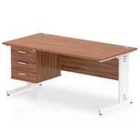 dynamic Impulse Straight Desk Rectangular Walnut Cantilever 3 Drawers 1 Pedestal 1,600 (W) x 800 (D) x 730 (H) mm MFC (Melamine Faced Chipboard)