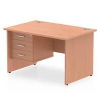 dynamic Impulse Straight Desk Rectangular Beech Base panel 3 Drawers 1 Pedestal 1,200 (W) x 800 (D) x 730 (H) mm MFC (Melamine Faced Chipboard)