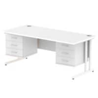 dynamic Impulse Straight Desk Rectangular White Cantilever 6 Drawers 2 Pedestals 1,800 (W) x 800 (D) x 730 (H) mm MFC (Melamine Faced Chipboard)
