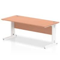 Dynamic Rectangular Office Desk Beech MFC Cable Managed Cantilever Leg White Frame Impulse 1800 x 800 x 730mm