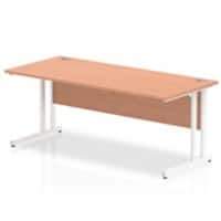 Dynamic Rectangular Office Desk Beech MFC Cantilever Leg White Frame Impulse 1,800 x 1,200 x 730 mm