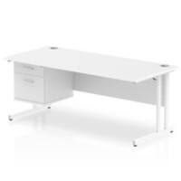 dynamic Impulse Straight Desk Rectangular White Cantilever 2 Drawers 1 Pedestal 1,800 (W) x 800 (D) x 730 (H) mm MFC (Melamine Faced Chipboard)