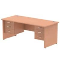 Dynamic Rectangular Office Desk Beech MFC Panel End Leg Beech Colour Frame Impulse 2 x 3 Drawer Fixed Ped 1800 x 800 x 730mm