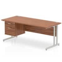 dynamic Impulse Straight Desk Rectangular Walnut Cantilever 2 Drawers 1 Pedestal 1,800 (W) x 800 (D) x 730 (H) mm MFC (Melamine Faced Chipboard)