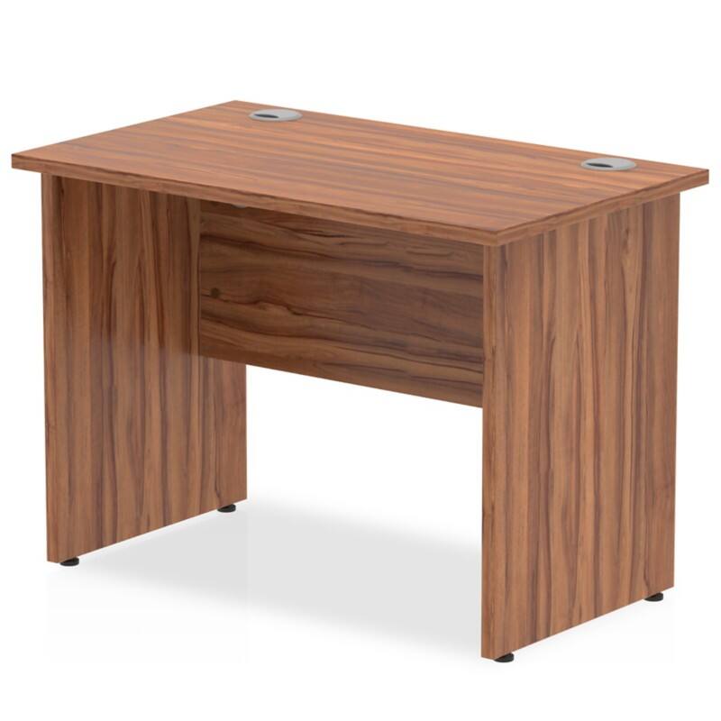 dynamic Impulse Straight Desk Rectangular Walnut Base panel 1,000 (W) x 600 (D) x 730 (H) mm MFC (Melamine Faced Chipboard)