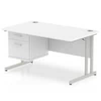 dynamic Impulse Straight Desk Rectangular White Cantilever 2 Drawers 1 Pedestal 1,400 (W) x 800 (D) x 730 (H) mm MFC (Melamine Faced Chipboard)